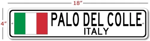 Vista 2 de Palo Del Colle, Italia - Letrero de bandera italiana - Letrero de metal novedoso para decoración del hogar, decoración de pared de restaurante
