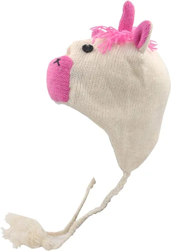Vista 2 de Nepal Mano Knit Ear Flaps Beanie Ski 100% Lana Fleeced Animal Hat/Cap