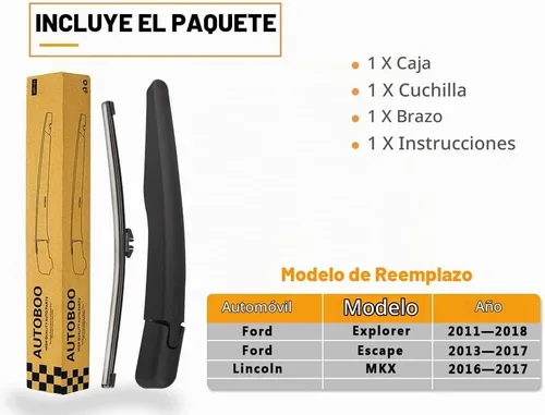 Vista 7 de Reemplazo de la cuchilla del brazo del limpiaparabrisas trasero para Ford