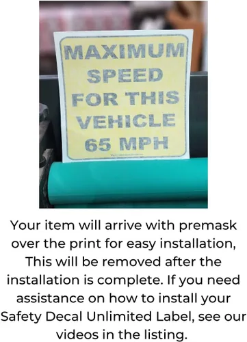 Vista 3 de Vehículo velocidad máxima 65mph Amarillo/Negro Precaución Autobús Dump Truck Alquiler Coche GPS Monitoreado Etiqueta Etiqueta Adhesiva Hecho