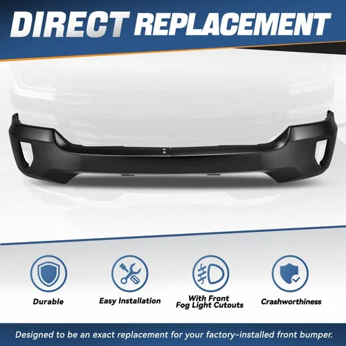 Vista 6 de Auto Dynasty Barra frontal para parachoques compatible con Chevy Silverado 1500 2016 2017 2018, Silverado 1500 LD 2019, con recortes para luces Negro