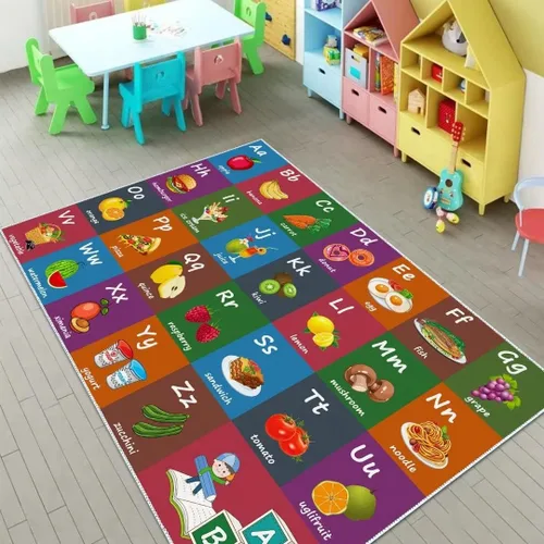 Vista 9 de ABC - Alfombra educativa del alfabeto, alfombra de juegos divertidos para niños, sala de juegos, aula, antideslizante, lavable, alfombra de suelo