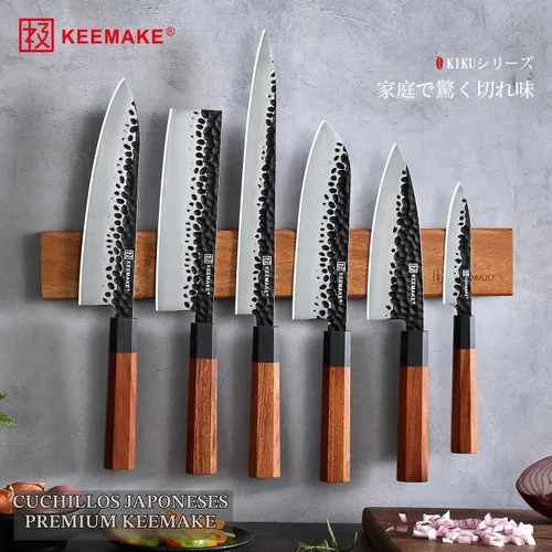 Vista 7 de Cuchillo Deba KEEMAKE de 6 pulgadas, cuchillo japonés de doble bisel de acero inoxidable 440C para pescado/filete con asa de madera octogonal G10