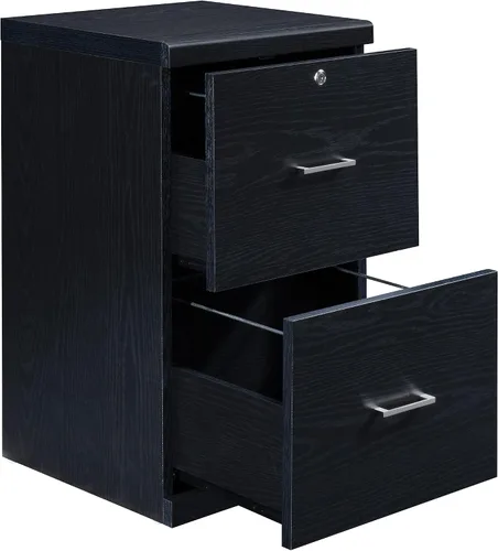 Vista 5 de OSP Home Furnishings Alpine Archivador de 2 cajones con cajón superior de bloqueo y sistema de fijación de bloqueo, vertical, negro