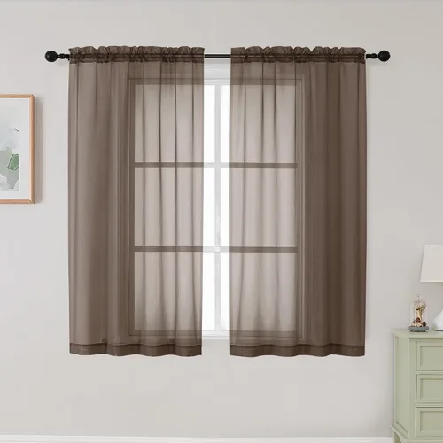 Vista 226 de 2 paneles de cortinas traslúcidas blancas para dormitorio, sala de estar, 96 pulgadas de largo, modernas, suaves, ligeras, con bolsillo para barra