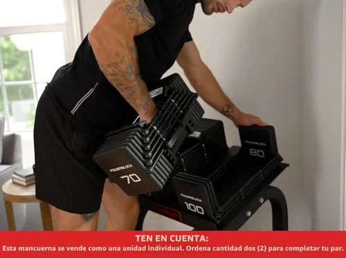 Vista 6 de PowerBlock Pro 100 - Mancuerna ajustable, se vende como una sola unidad, mancuerna de 5 a 100 libras, construcción de acero duradero