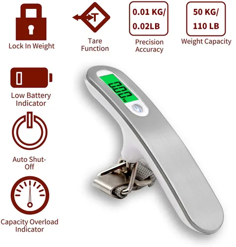 Vista 2 de AlfaView Digital Luggage Scale with Hook Straps, Portable Electronic Hanging Suitcase Scale with Tare Function, Hanging Scales Handheld Luggage