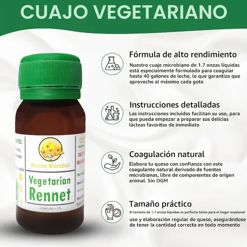 Vista 3 de Cuajo líquido - Cuajo vegetariano para hacer queso (1.8 oz)