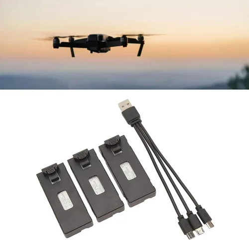 Vista 2 de RiToEasysports Kit de batería de litio para aviones RC de 3 piezas, batería de litio RC Drone para E88 E88Pro LS E525 E525 Pro (1800 mAh)