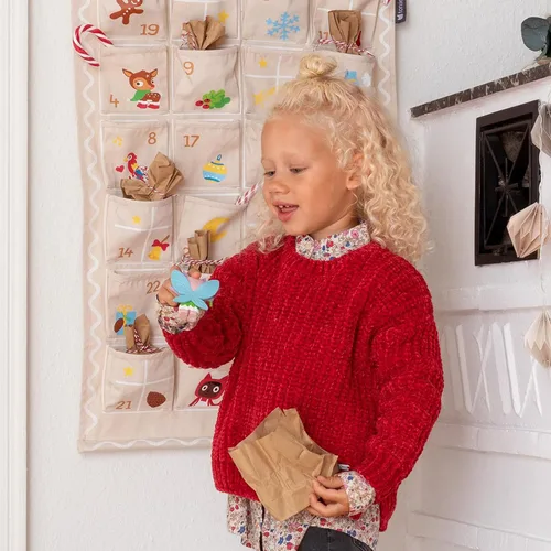 Vista 4 de Tonies Calendario de Adviento de Navidad, diseño reutilizable para colgar en la pared con 24 bolsillos