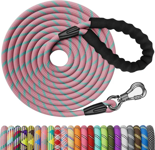 Vista 8 de NTR Correa de perro de 3 pies resistente, Correas de perro de cuerda verde con gancho giratorio y con candado y mango acolchado cómodo, Correa