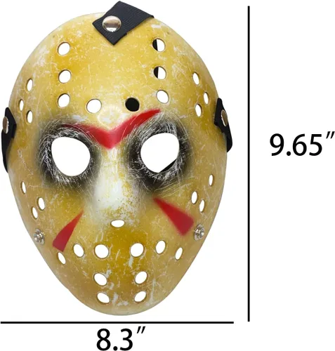 Vista 2 de Máscara de hockey de terror para Halloween, cosplay, mascarada, máscara de disfraz de Navidad con correas ajustables