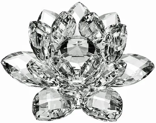 Vista 3 de Flor de loto de Amlong Crystal, figura de cristal que se refleja, con tono de color y caja de regalo