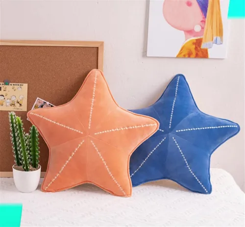 Vista 6 de Almohada de suelo de concha de estrella de mar para sofá, almohada de lectura para automóvil (azul, 19.6 pulgadas)