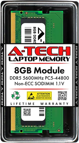 Vista 19 de A-Tech 8GB DDR5 4800MHz PC5-38400 CL40 SODIMM 1.1V Memoria RAM de 1.1V sin ECC sin búfer SO-DIMM de 262 pines para actualización de memoria