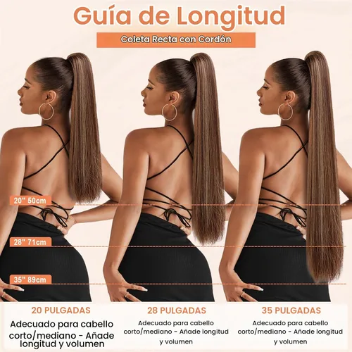 Vista 7 de SEIKEA Extensiones de cola de caballo con cordón, larga y recta, cola de caballo falsa, natural, suave, extensiones de cabello sintético resistente