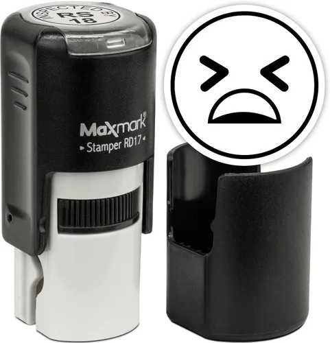 Vista 71 de MaxMark Sello de Emoji Autoentintado Redondo - Enojada - Tinta Negra