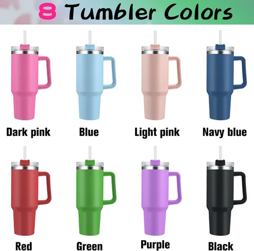 Vista 2 de Vaso personalizado con foto con asa y nombres, imagen personalizada, texto de 40 onzas, tazas de viaje de acero inoxidable con aislamiento