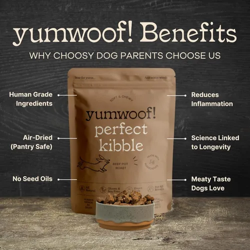 Vista 2 de Yumwoof Perfect Kibble - Alimento para perros secado al aire sin OMG Mejora las alergias y la digestión con aceite de coco orgánico, MCT