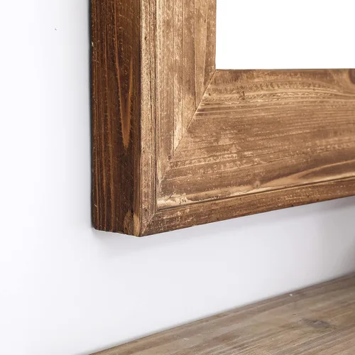 Vista 7 de Espejo de tocador de baño con marco de madera para montaje en pared, espejo rústico rectangular horizontal/vertical para sobre lavabo, dormitorio