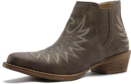 Vista 20 de GLOBALWIN Women's Cowgirl Boots Pull On Ankle Booties 21yy01 Negro2