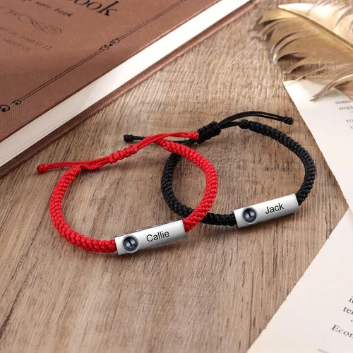 Vista 3 de Pulseras personalizadas con imagen en el interior, pulseras a juego personalizadas para parejas, pulseras de proyección de fotos, regalos de San