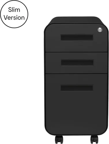 Vista 3 de Laura Davidson Furniture Stockpile - Archivador móvil delgado de 3 cajones con cerradura, archivador de metal para debajo del escritorio, carpetas