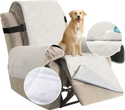 Vista 16 de H.VERSAILTEX - Funda protectora para sillón reclinable 100% impermeable, acolchada, con correa elástica y parte posterior con huellitas de silicón