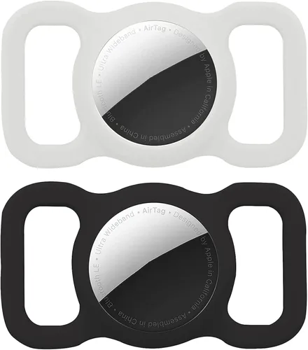 Vista 13 de Funda protectora para collar de perro, funda compatible con Apple Air Tag, impermeable, para rastreador GPS, ligera, suave, antiarañazos, Negro