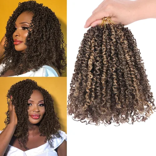 Vista 37 de Unionbeauty - Paquete de 8 trenzas de ganchillo Yanky Twist de 6 pulgadas, 8 paquetes, color negro natural, micro Passion Twist, extensiones