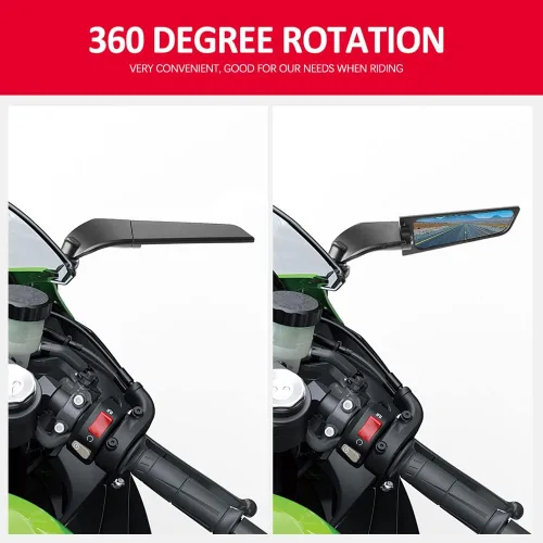 Vista 2 de Espejos retrovisores Accesorios de motocicleta para Ninja 400 650 Wind Wing Espejo lateral giratorio ajustable Winglet 2018-2022