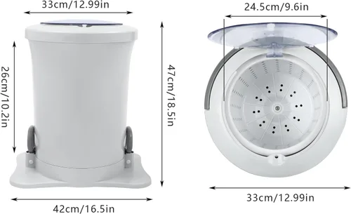 Vista 9 de Deshidratador de ropa manual, mini secadora portátil compacta con cubierta superior transparente, deshidratador manual independiente de 12 L/3.17