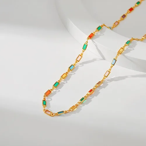 Vista 31 de Gargantilla con cuentas para mujer, chapada en oro de 18 quilates, gargantilla delicada para mujer
