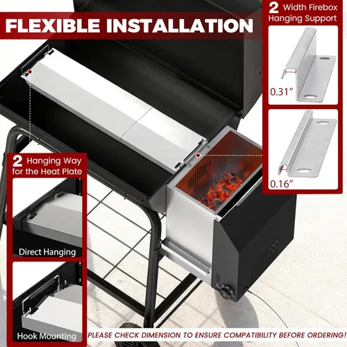 Vista 6 de Gravity Smoker Side Firebox Kit de reacondicionamiento para parrilla Char Griller, caja de fuego, barril de carbón, parte de parrilla para Master
