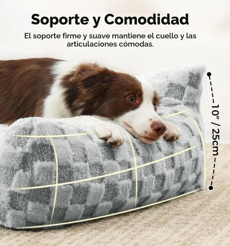 Vista 4 de Made4Pets Sofá cama para interiores de gatos y perros, sofá suave de piel sintética a cuadros, acogedor sofá esponjoso para mascotas con espuma