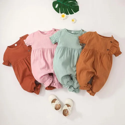Vista 9 de Cecobora Conjunto de ropa de algodón y lino para bebés recién nacidos y niñas