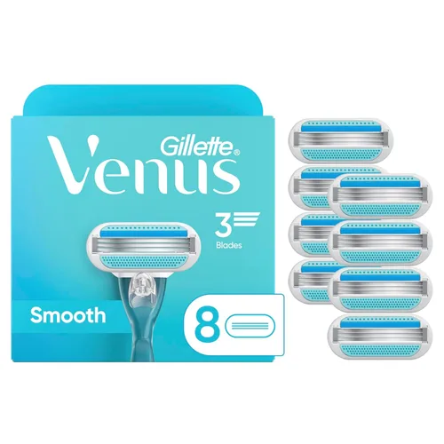 Vista 13 de Gillette Venus Smooth Razor para mujeres, incluye 1 mango de afeitar reutilizable + 2 recambios de 3 cuchillas, mango ergonómico de agarre suave