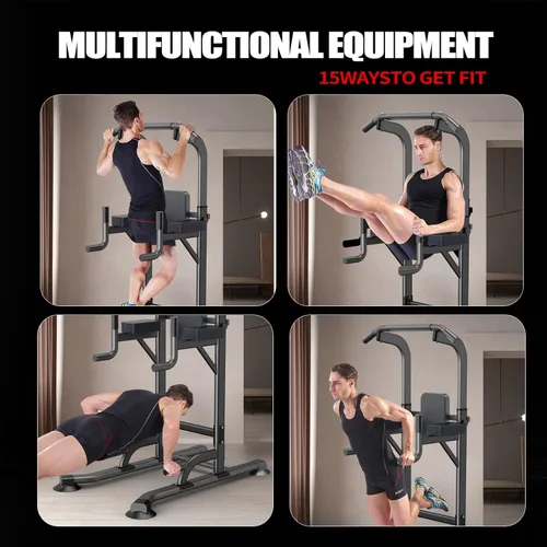 Vista 7 de K KiNGKANG Torre de Potencia Ajustable para Gimnasio en Casa - Estación Multifuncional de Dominadas y Fondos para Entrenamiento de Fuerza