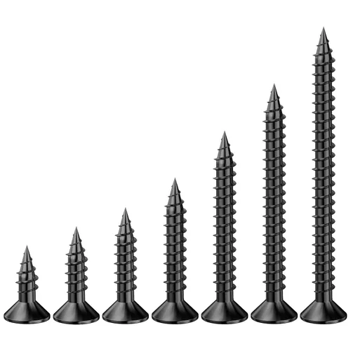 Vista 2 de Wensilon # 4X1 (460PCS) Tornillo de madera negro de cabeza plana 3X25, cabeza plana autorroscante de metal rápido
