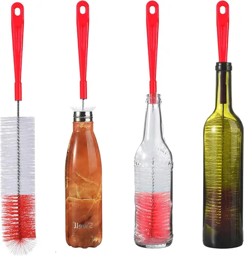 Vista 10 de ALINK Cepillo de limpieza de botellas negro extra largo de 16 pulgadas para lavar botellas de cuello estrecho de cerveza/vino/termo, botellas