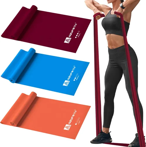 Vista 12 de A AZURELIFE - Bandas de resistencia profesionales largas sin látex, bandas elásticas para terapia física, yoga, pilates, rehabilitación