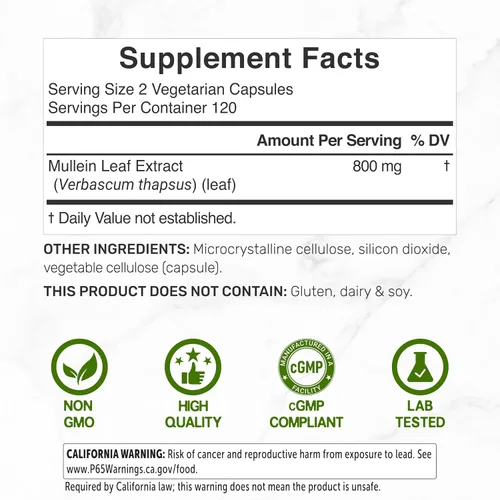 Vista 2 de OFERTA SUPLEMENTO Extracto de hoja de gordolobo 240 cápsulas vegetales