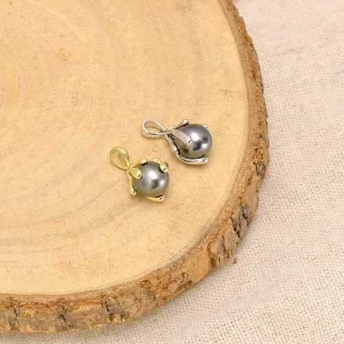 Vista 5 de Collar con colgante de perlas negras de Tahití cultivadas de plata esterlina 925, chapado en oro blanco