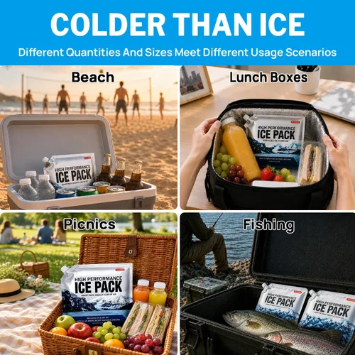 Vista 7 de Bolsas de hielo reutilizables para enfriadores, paquetes de congelador de gel de larga duración para bolsas más frías, lonchera, bolsa enfriadora
