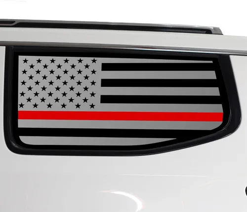Vista 9 de BOGAR TECH DESIGNS Calcomanía de vinilo precortada con la bandera estadounidense de un cuarto de ventana, compatible con Jeep Wagoneer 2022-2025