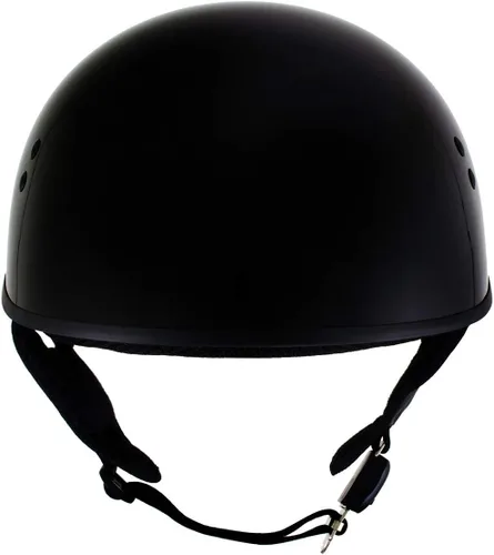 Vista 3 de Hot Leathers HLT68 Gloss Black The O.G. Advanced DOT Skull Cap Motorcycle Half Helmet Biker