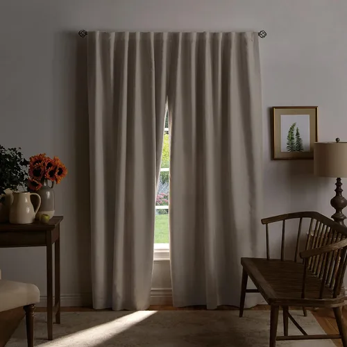 Vista 6 de Martha Stewart Bedford - Par de paneles de cortinas opacas con pestaña trasera, 84 pulgadas, lino