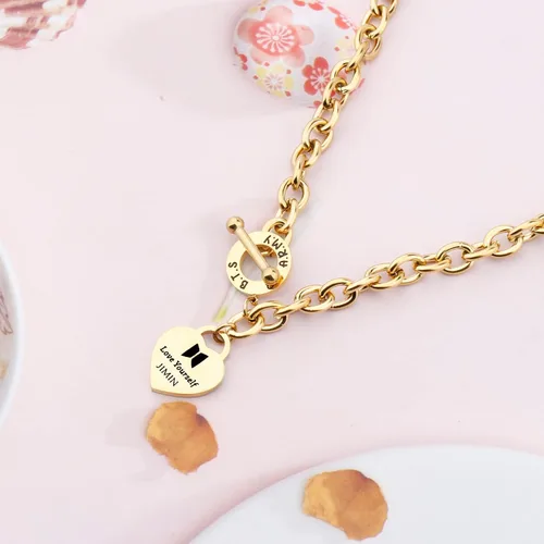 Vista 4 de TTJHGYQO Pulsera Love Yourself Collar Kpop, regalo inspirador para amantes de Kpop, joyería A.R.M.Y, collar para fanáticos de Kpop para mujer