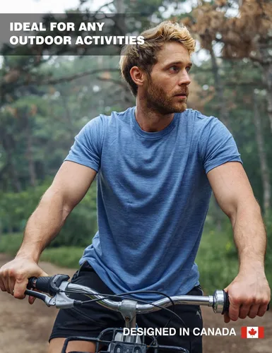 Vista 4 de Merino.tech Camiseta de lana merino para hombre, 100% lana merina orgánica, capa base ligera + calcetines de lana de senderismo