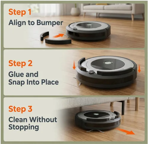 Vista 4 de Extensor de parachoques ajustador de altura para aspiradora Roomba Eufy, 2 piezas fabricadas con material duradero y fácil de instalar, evita que